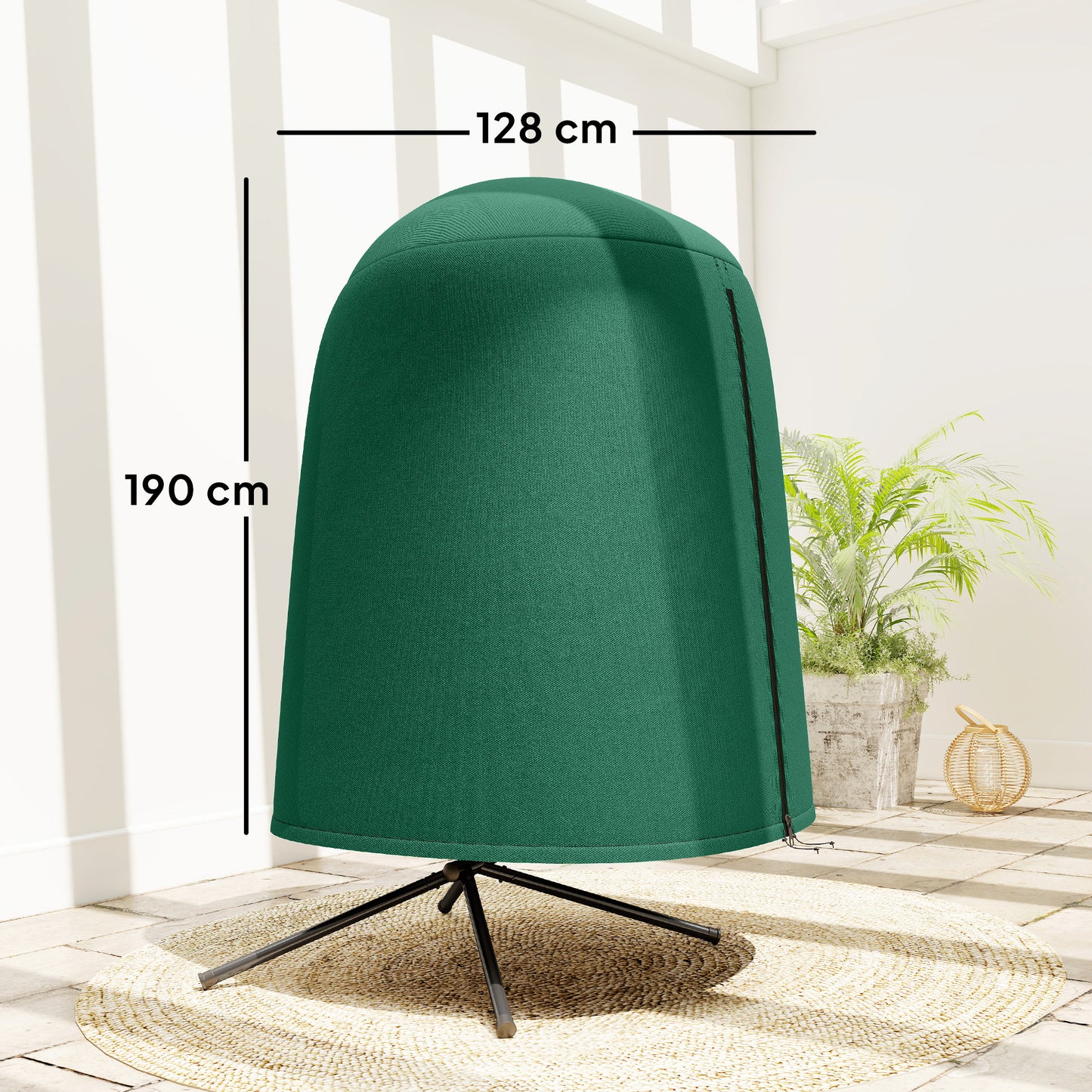 Outsunny 190 x Î¦128cm Hanging Egg Chair Furniture Cover - Green