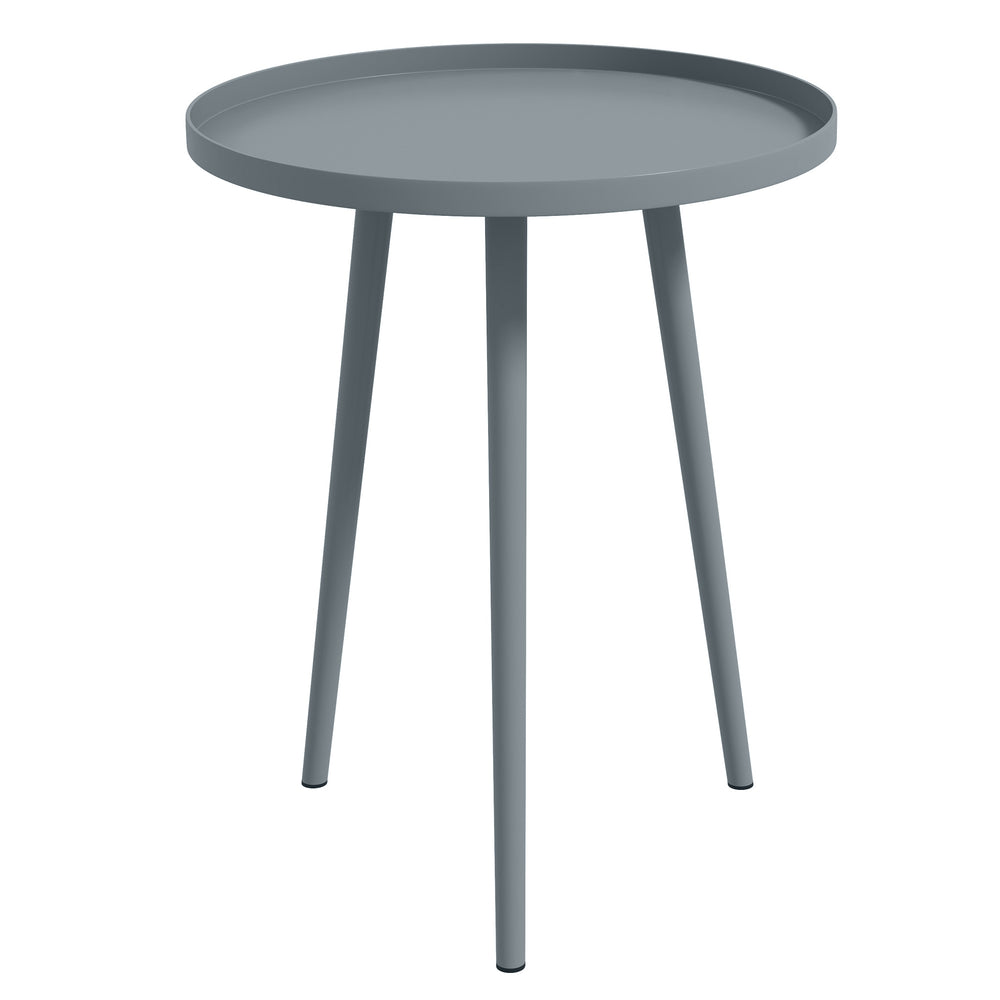 Outsunny Round Garden Coffee Table, Outdoor Side Table with Rounded Steel Edge, ¯40 x 50H cm, Grey