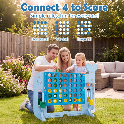 Giant 4-to-Score Game Set Jumbo Connect Four Game with Ring-toss-Blue