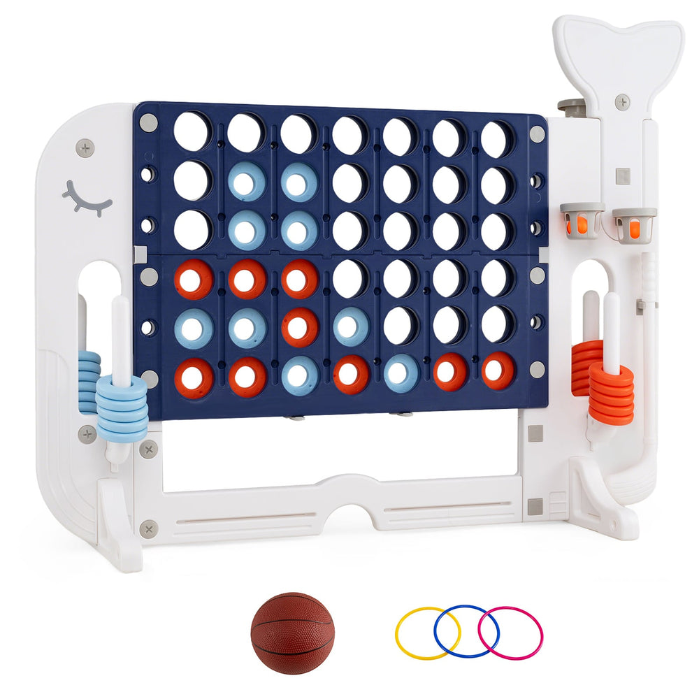 Giant 4-to-Score Game Set Jumbo Connect Four Game with Ring-toss-Navy