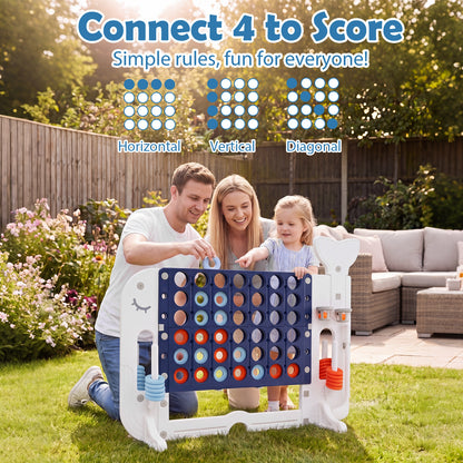 Giant 4-to-Score Game Set Jumbo Connect Four Game with Ring-toss-Navy