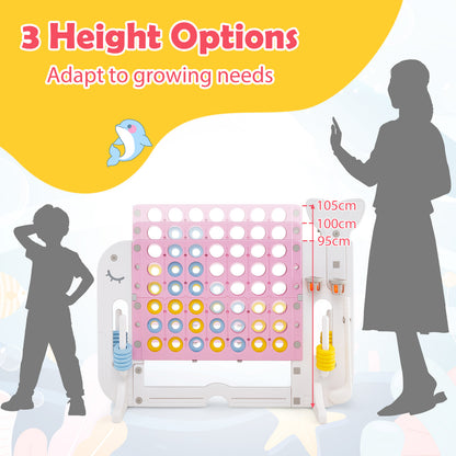 Giant 4-to-Score Game Set Jumbo Connect Four Game with Ring-toss-Pink