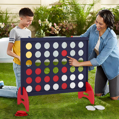 Giant 4-to-Score Game Set with Carrying Bag and 42 Pieces Jumbo Rings-Blue