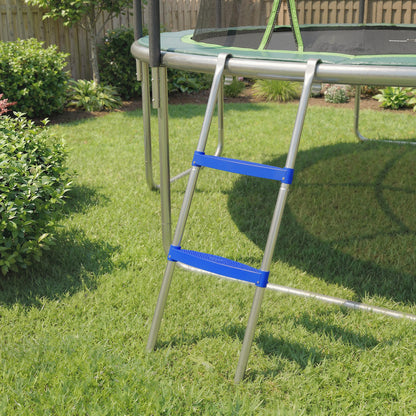 SPORTNOW Trampoline Ladder, 2-Steps with Horizontal Wide Steps, Universal Hook, Galvanised Steel Frame, 150kg Load Capacity