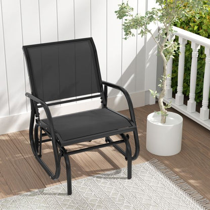 Outdoor Single Swing Glider Rocking Chair with Armrest-Black