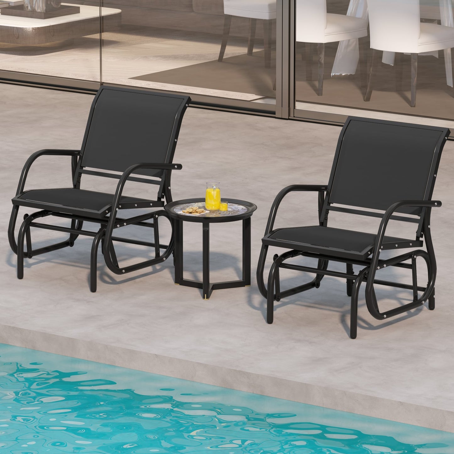 Glider Rocking Garden Chair-Black