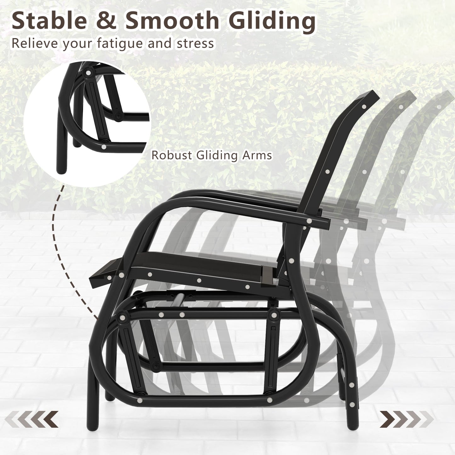 Glider Rocking Garden Chair-Black