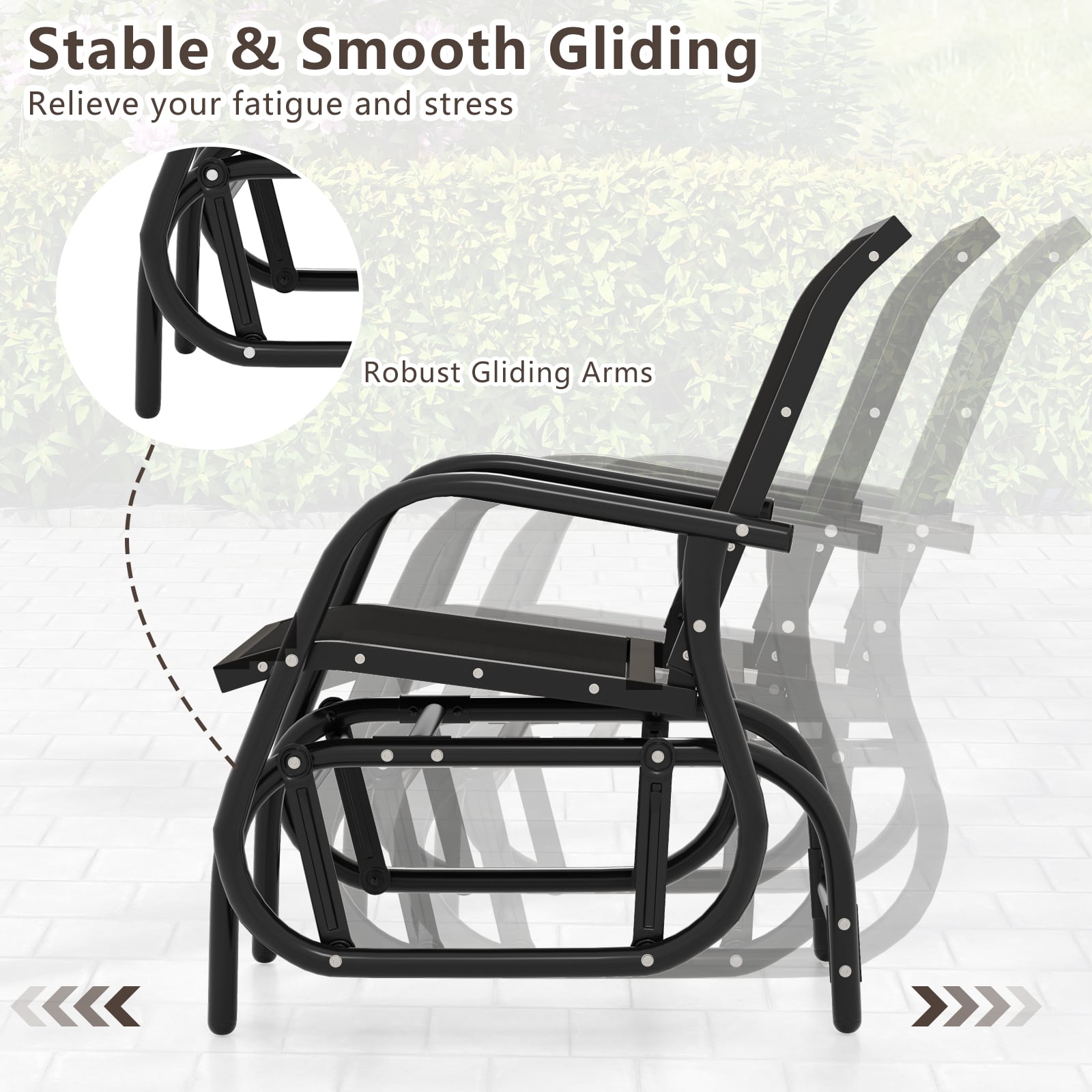 Glider Rocking Garden Chair-Black