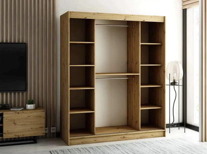 Gloucester 180cm Sliding Door Wardrobe Strips Design - White, Black, Artisan Oak