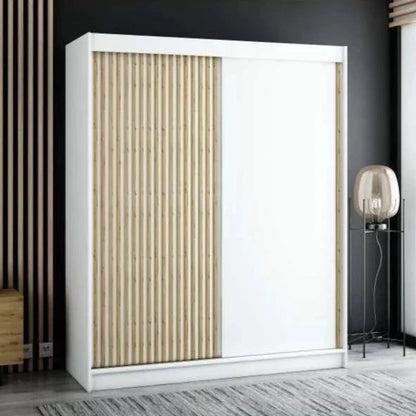 Gloucester 180cm Sliding Door Wardrobe Strips Design - White, Black, Artisan Oak