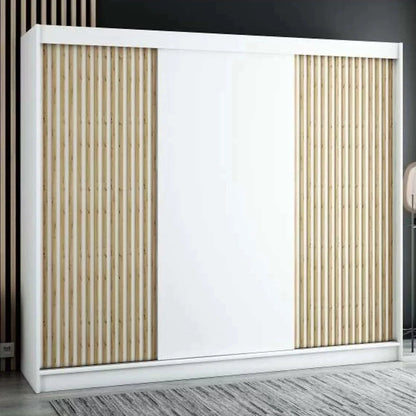 Gloucester 250cm Sliding Door Wardrobe Strips Design - Black, White, Artisan Oak