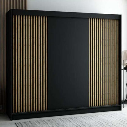 Gloucester 250cm Sliding Door Wardrobe Strips Design - White, Black, Artisan Oak