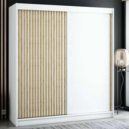 Gloucester 200cm Sliding Door Wardrobe Strips Design - Black, White, Artisan Oak