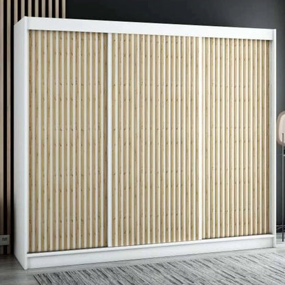 Gloucester I 250 Sliding Door Wardrobe Strips Design - Artisan Oak, Black, White