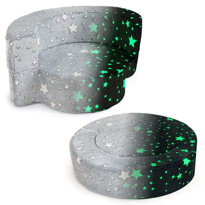 Convertible Glow-in-the-Dark Kids Sofa with Removable Washable Cover-Grey