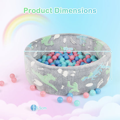 Glow in the Dark Round Ball Pool with 200 Colorful Ocean Balls-Grey