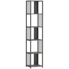 HOMCOM 5-Tier Bookshelf with Steel Frame - Grey
