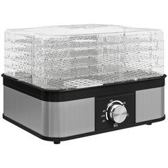 HOMCOM 5 Tier Food Dehydrator, 245W Stainless Steel Food Dryer Machine with Adjustable Temperature for Drying Fruit, Meat, Vegetable, Jerky and Pet Treat, Black
