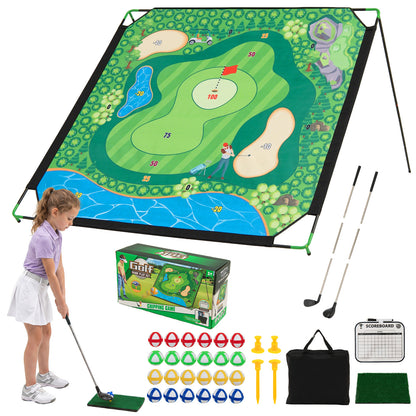 Golf Chipping Game Set 71" x 71" Large Chipping Mat for Indoor and Outdoor Practice