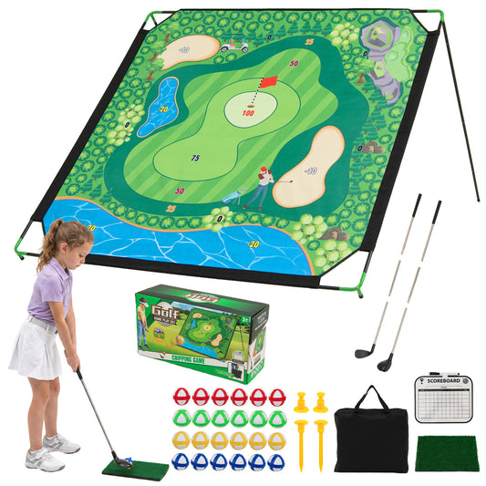 Golf Chipping Game Set 71" x 71" Large Chipping Mat for Indoor and Outdoor Practice