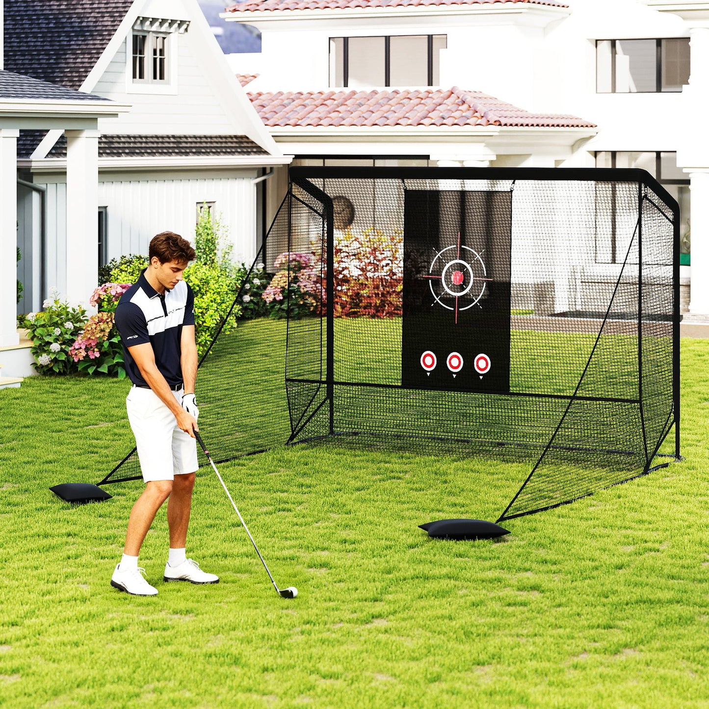 Golf Practice Hitting Net Golf Cage with Dual Side Barriers