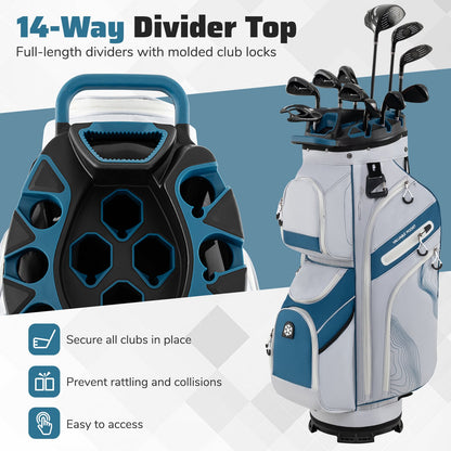Golf Cart Bag Molded Lock Top Golf Bag with 14-Way Full Length Dividers-Navy