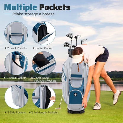 Golf Cart Bag Molded Lock Top Golf Bag with 14-Way Full Length Dividers-Navy