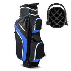 14-Way Golf Cart Bag with 9 Zippered Pockets and Cooler Bag-Blue