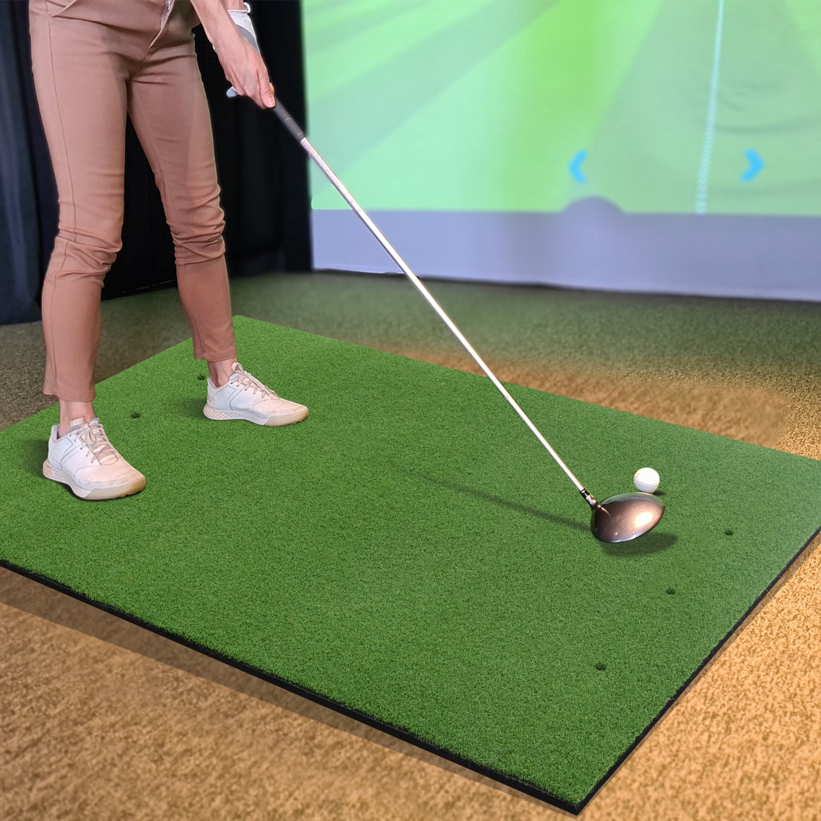 25 mm Golf Hitting Mat with 2 Rubber Tees and 2 Alignment Sticks-L