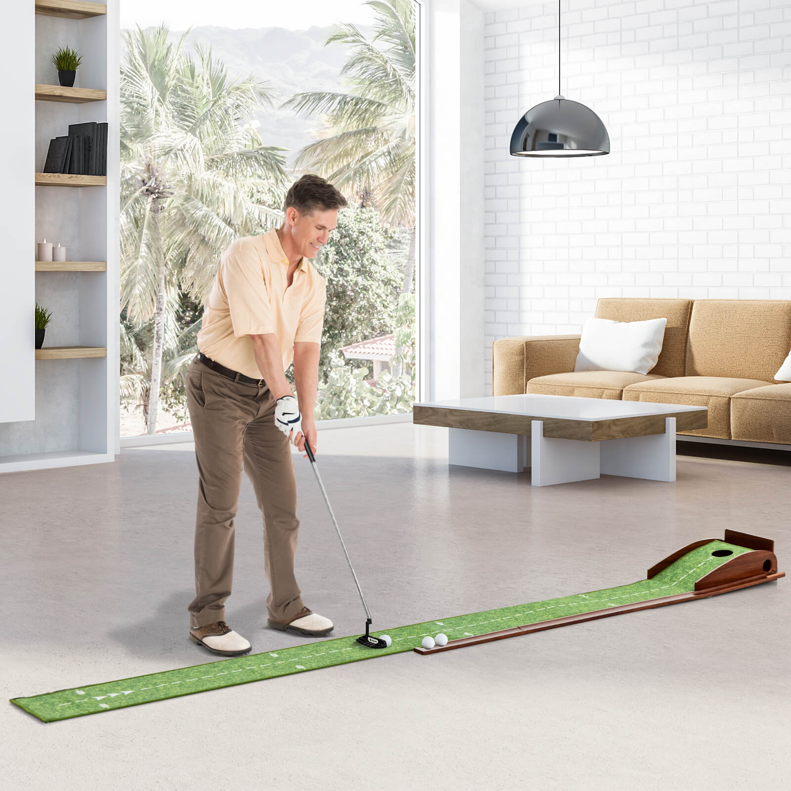 Golf Putting Mat Training Aid with Auto Ball Return and 3 Balls
