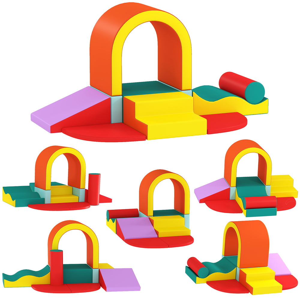 AIYAPLAY Kids Soft Play Set, 10PCs PU Leather Foam Climbing Blocks for Climb and Crawl, Educational Toys for Motor Development