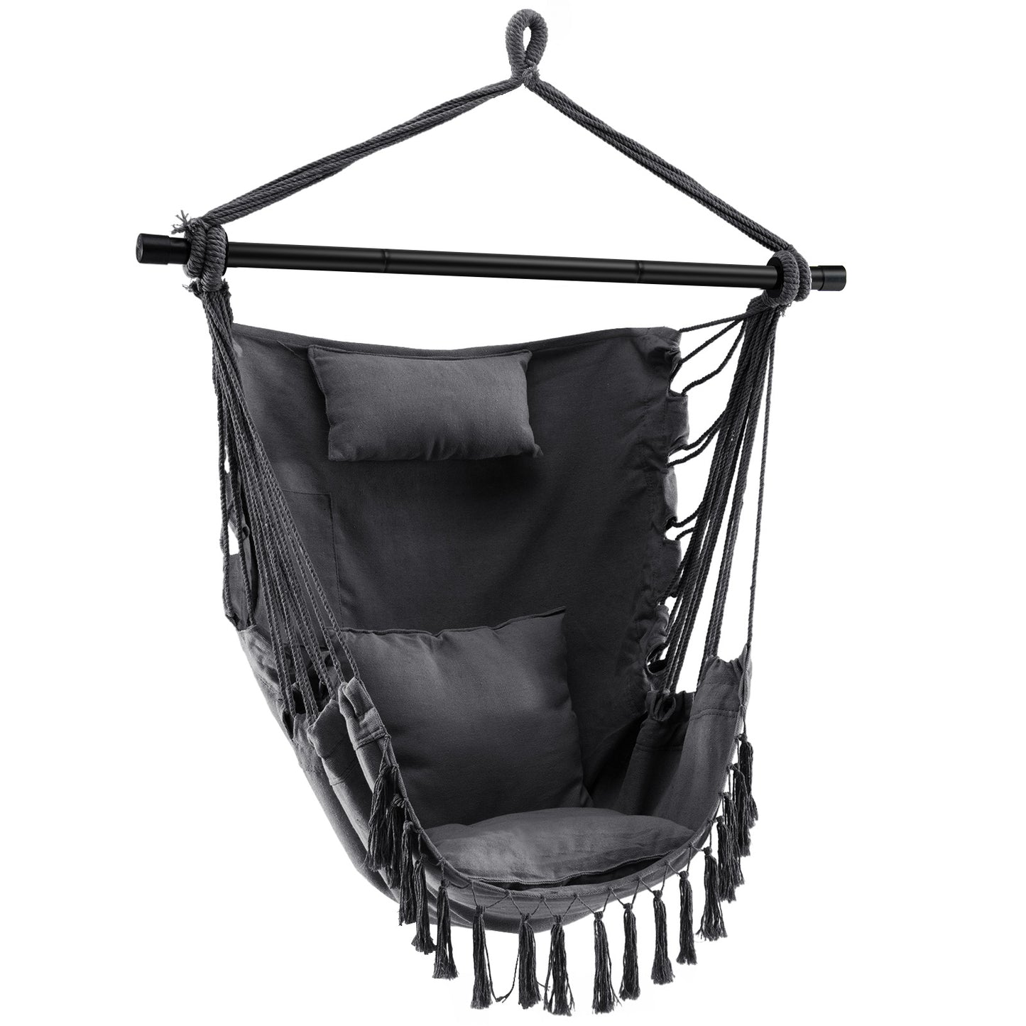 Hammock Chair with Soft Pillow &amp; Cushions for Home &amp; Backyard-Grey