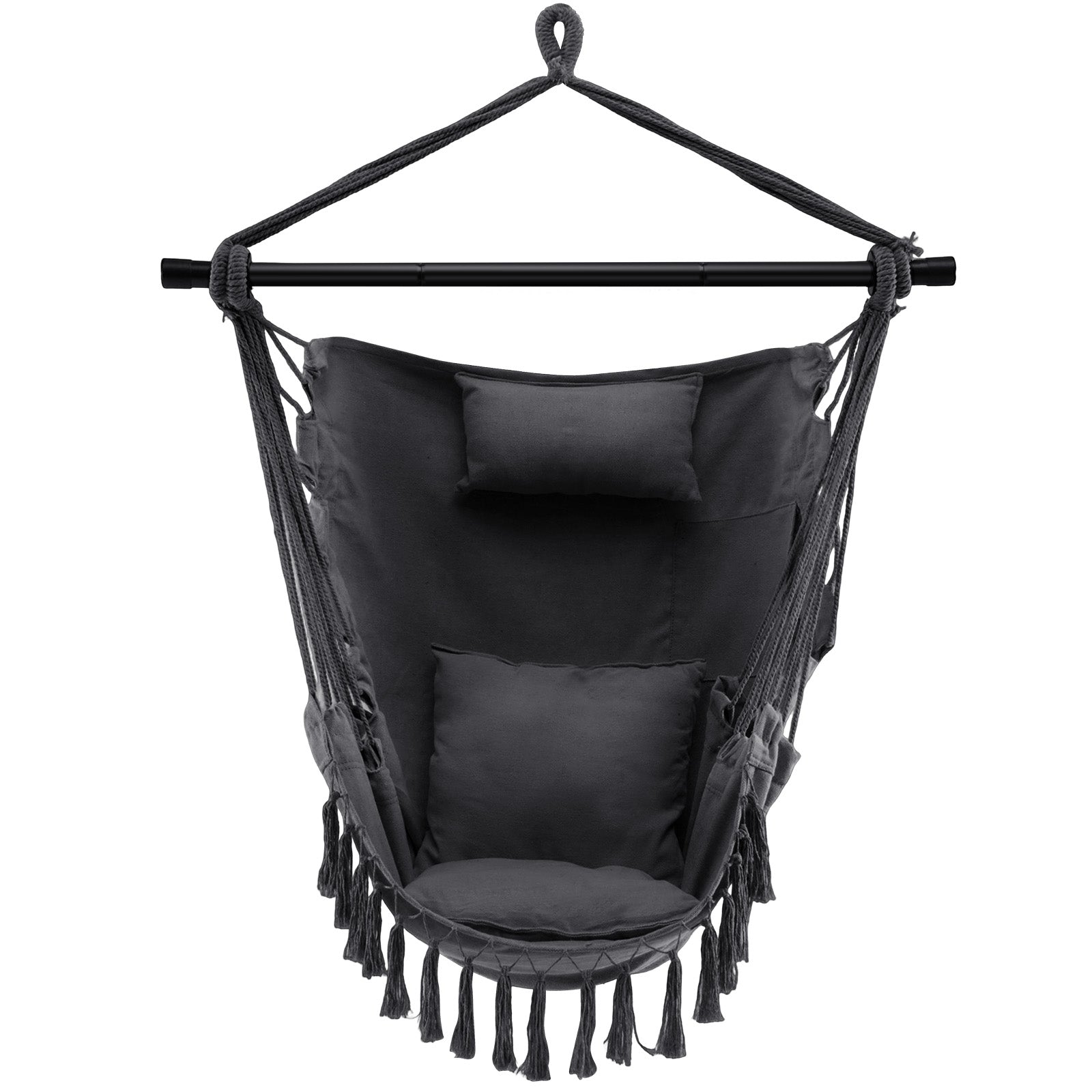 Hammock Chair with Soft Pillow &amp; Cushions for Home &amp; Backyard-Grey