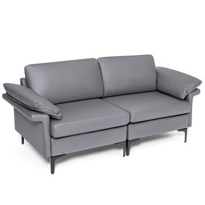L-Shaped 2-Seater Upholstered Sectional Couch-Grey