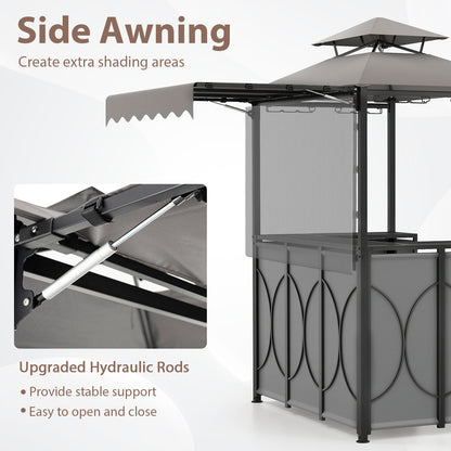Grill Gazebo with Awning 3-Piece Outdoor BBQ Canopy-Grey