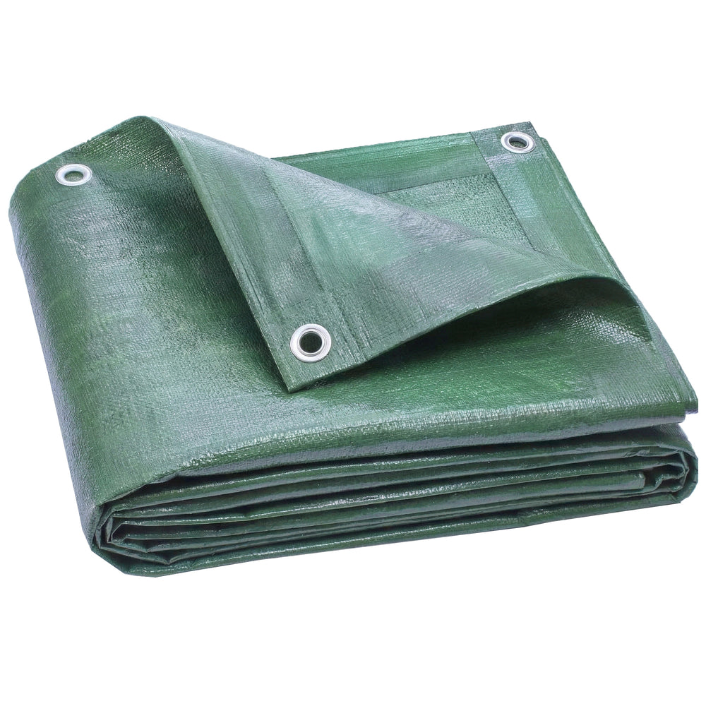 Outsunny 4 x 6m Waterproof Tarpaulin, 90GSM Tear-Resistant PE Tarp with Reinforced Grommets, UV Protected Cover