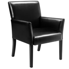 Guest Chair with Wood Frame, Wide Backrest and Ergonomic Armrests-Black