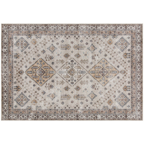 HOMCOM Vintage Area Rug, Non-Slip Washable Rug, Flannel Floor Carpet for Living Room, Bedroom, Dining Room, Home Office, 290 x 200 cm, Beige