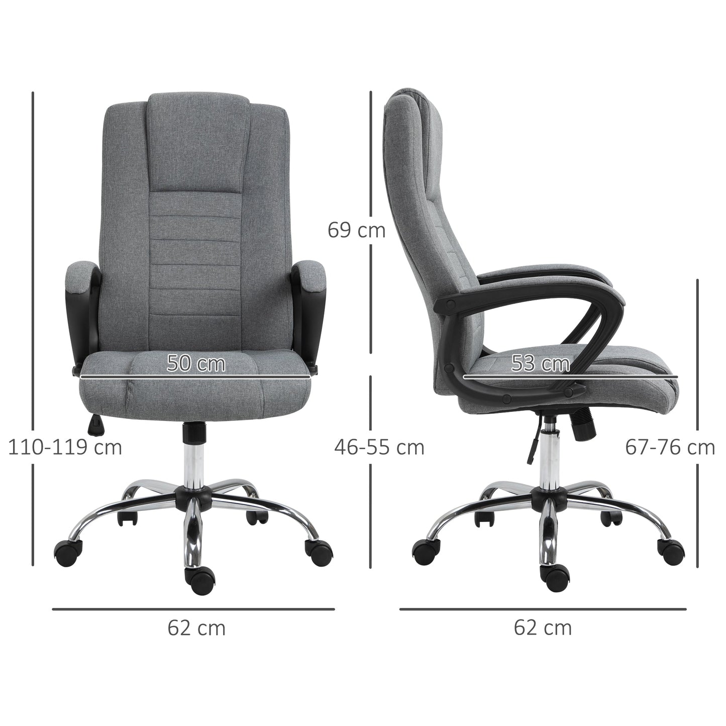 Vinsetto Linen-Look Swivel Office Chair - Dark Grey