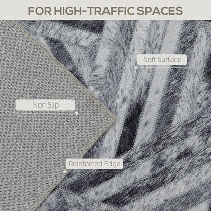HOMCOM Modern Area Rug, Triangle Pattern Non-Slip Washable Rug, Chenille Floor Carpet for Living Room, Bedroom, Dining Room, Home Office, 170 x 120 cm, Black