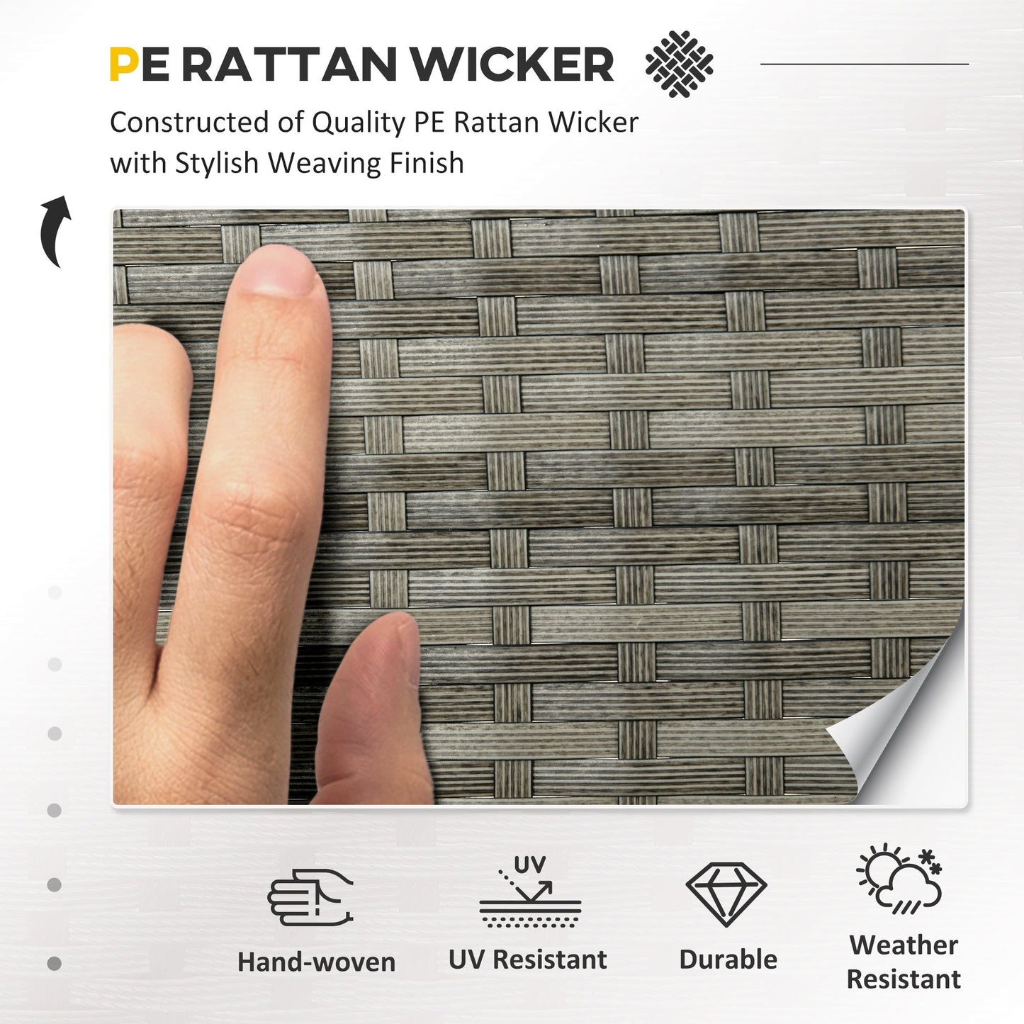 Outsunny 5 Pieces Rattan Garden Furniture Set with Dining Table, Cushions - Dark Blue