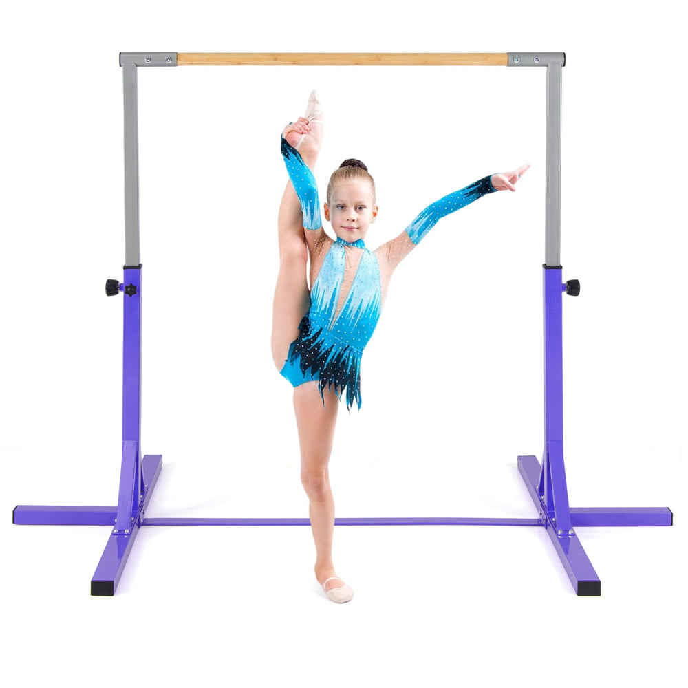 Gymnastics Bar Adjustable Horizontal Kip Bar with 85-145 CM 12-Level Height-Purple