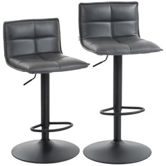 HOMCOM Set of Two Modern Faux Leather Bar Stools - Dark Grey