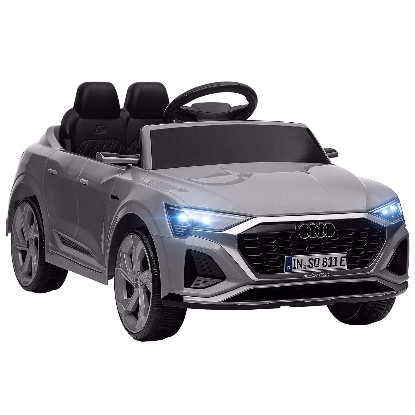 AIYAPLAY Audi Q8 e-tron Sportback Licensed 12V Ride on Car w/ Remote, 4 Spring Suspension Wheels, Headlamps, Music, Horn - Grey
