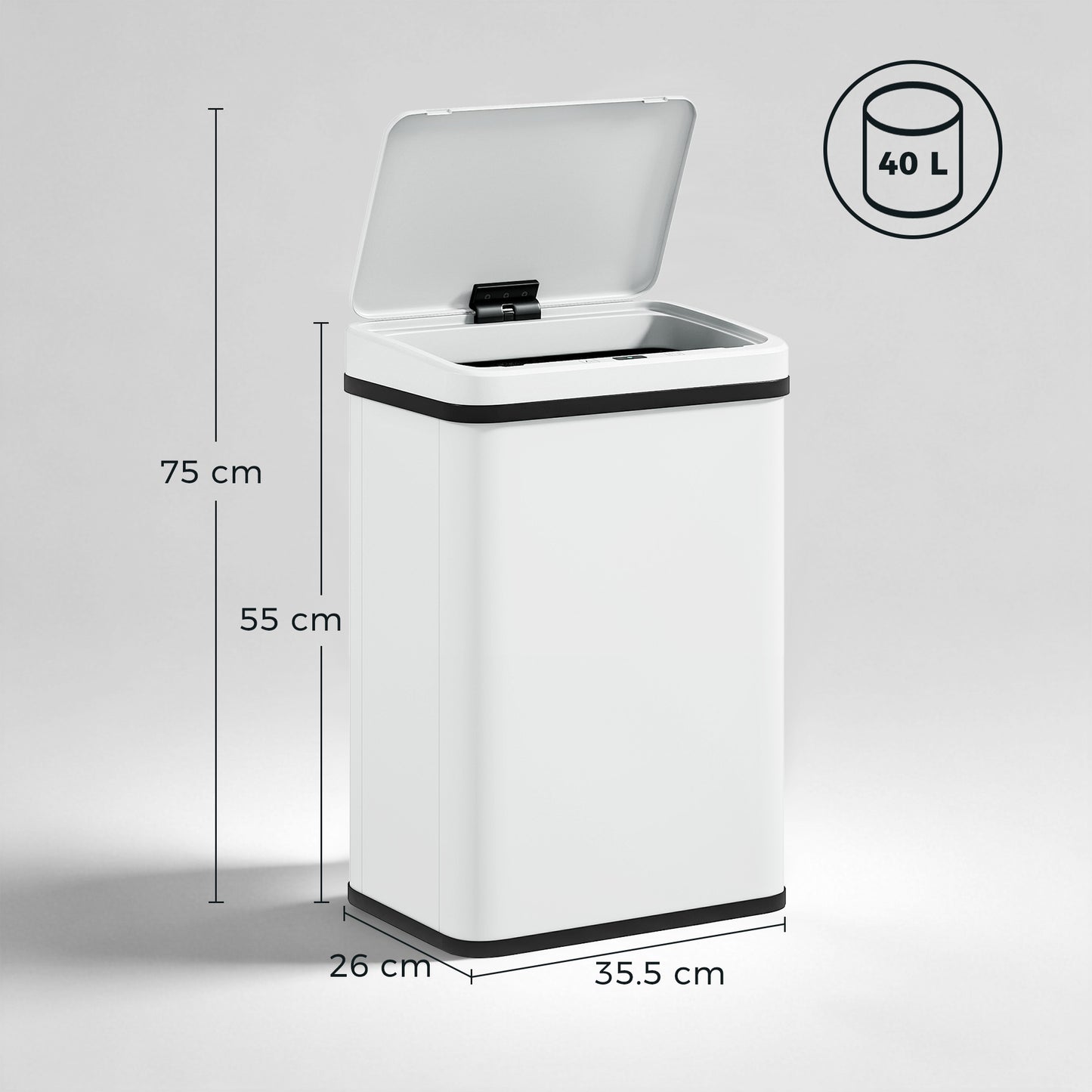 HOMCOM 40L Sensor Bin with Soft-Close Lid, Stainless Steel Automatic Touchless Motion Sensor Kitchen Bin, White