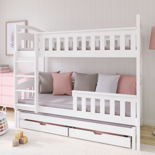 Wooden Bunk Bed Harriet with Trundle and Storage