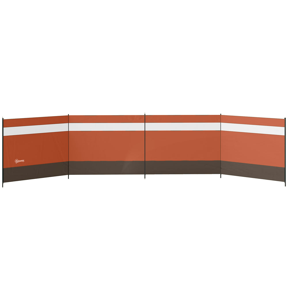 Outsunny Camping Windbreaker with Clear Windows and Steel Poles, for Beach Caravan Campervan, 725 x 140cm, Orange