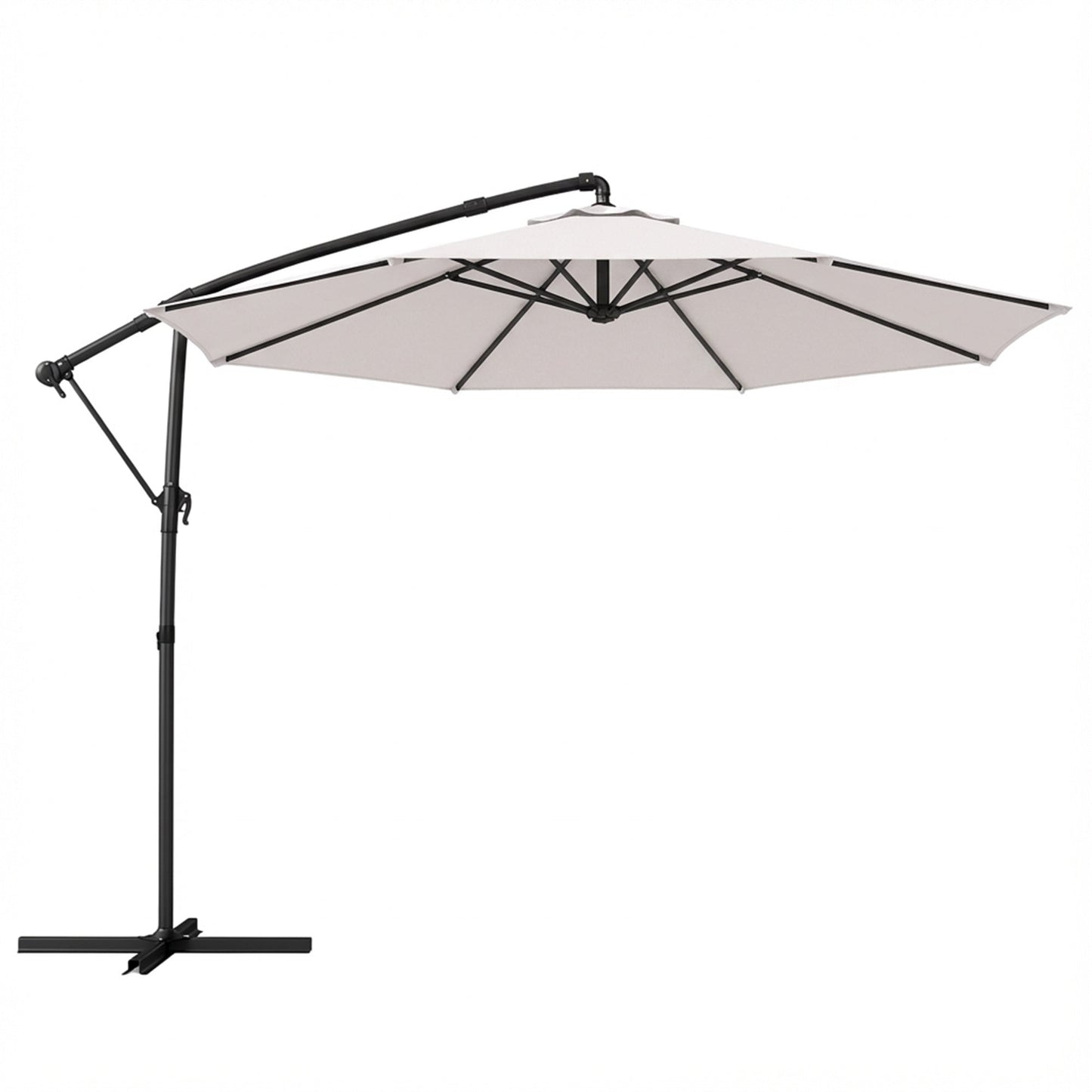 Outsunny 3 m Garden Cantilever Parasol with Cover, Round Overhanging Umbrella with 360 degrees Rotation, Tilt, Cream White