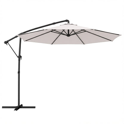 Outsunny 3 m Garden Cantilever Parasol with Cover, Round Overhanging Umbrella with 360 degrees Rotation, Tilt, Cream White