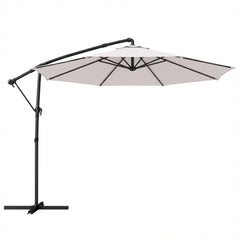 Outsunny 3 m Garden Cantilever Parasol with Cover, Round Overhanging Umbrella with 360 degrees Rotation, Tilt, Cream White